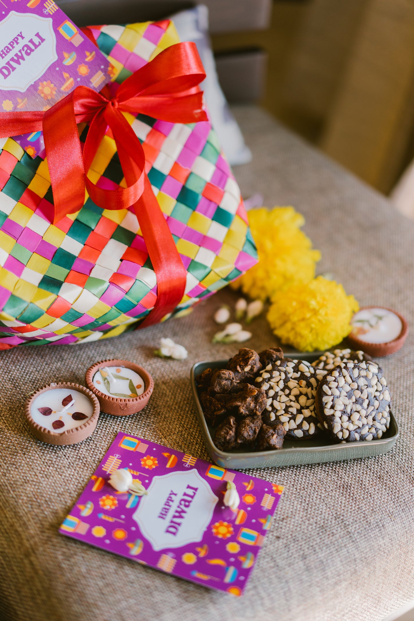 Wild Date Small Diwali Hamper-Yum with Diya and Tea