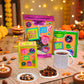 Wild Date Small Diwali Gift Hamper - Gluten-Free | Plant Protein-Rich Snacks | Hazelnut Chocolate Granola, Chocolate Cookie with Almond Bits, Cranberry, Cashew & Almond Bars, Festive Diyas & Premium Tea